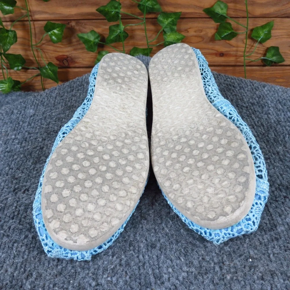 Toms Classics Crochet Women Flat Sz 6.5 Casual‎ Summer Slip-On Light Blue Fabric